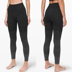 Lululemon Ebb To Street Tight Shine Black Silver Size 2